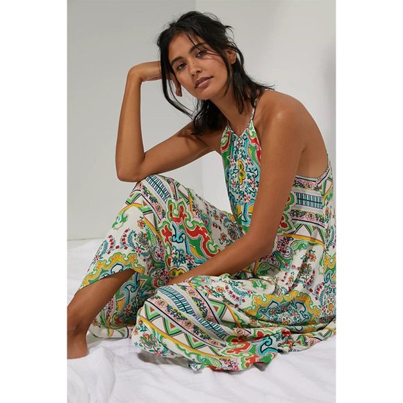Anthropologie Dresses & Skirts - Anthropologie Ella Halter Maxi Dress Tunic Sleeveless Handkerchief Hem XS Small